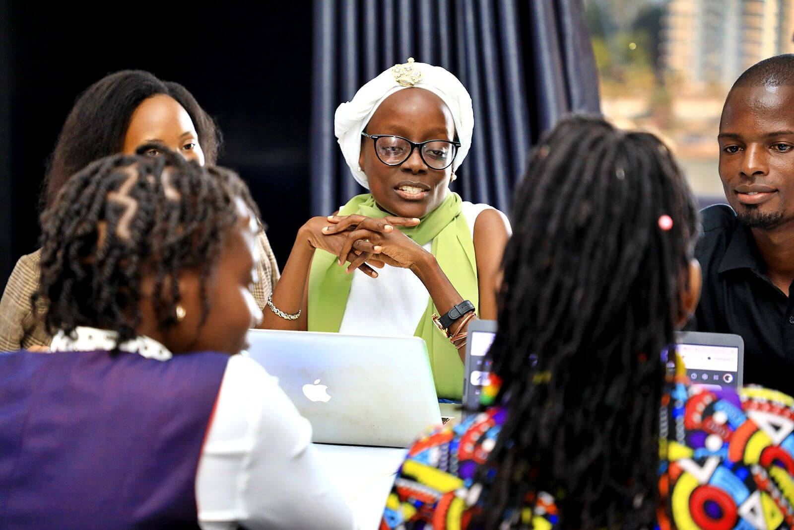 Founders in discussion at a partner hub